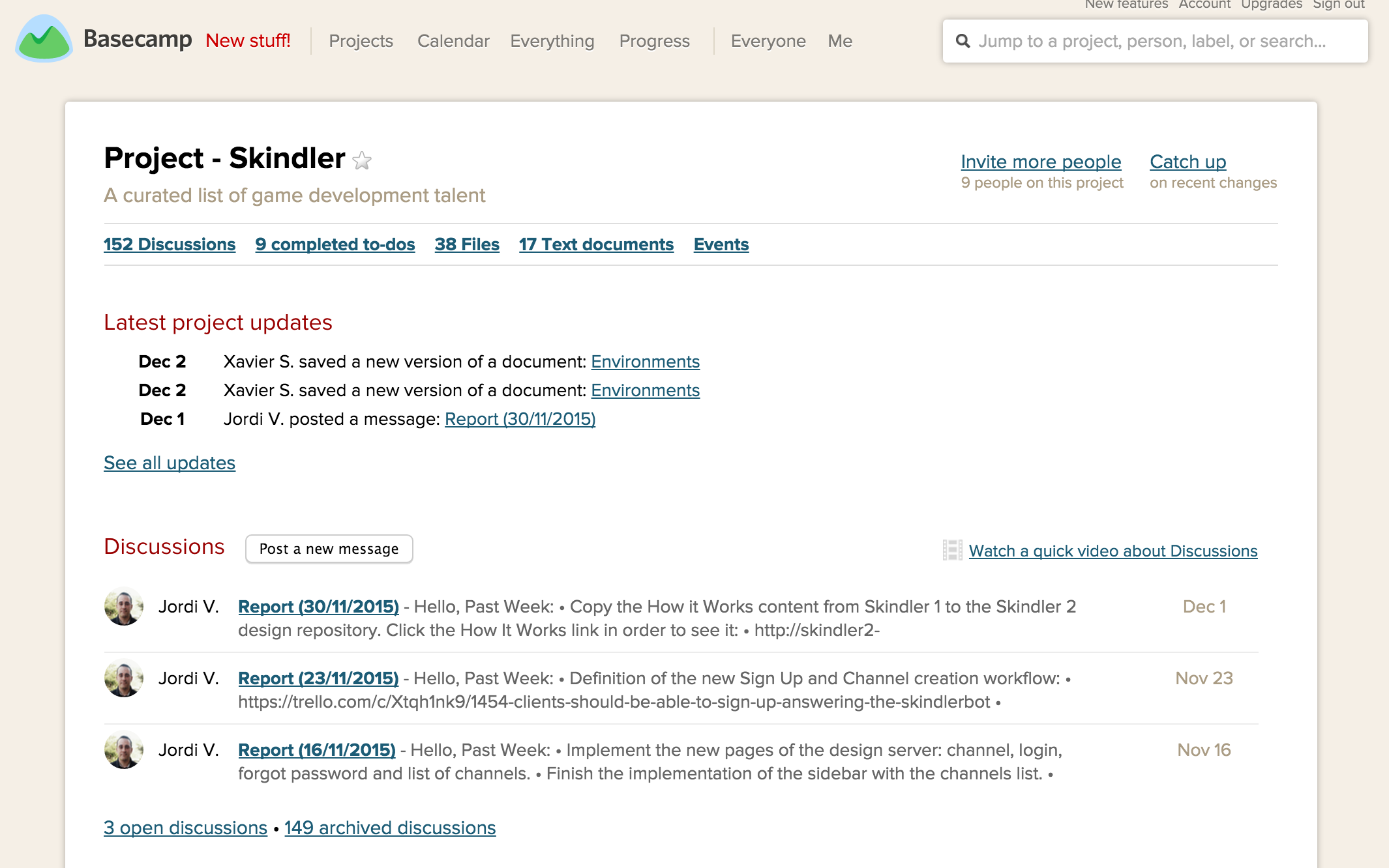 Overview of Basecamp Overview of Basecamp